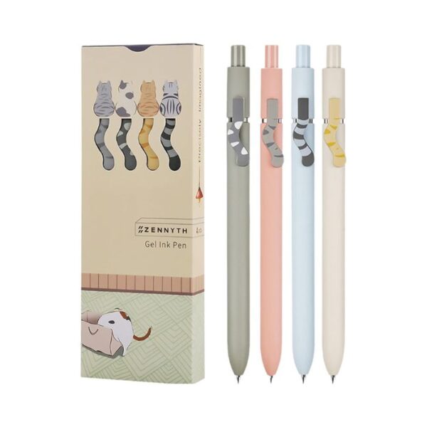 UIXJODO Cat Pens, 4 Pcs 0.5mm Cute Kawaii Pens Black Ink